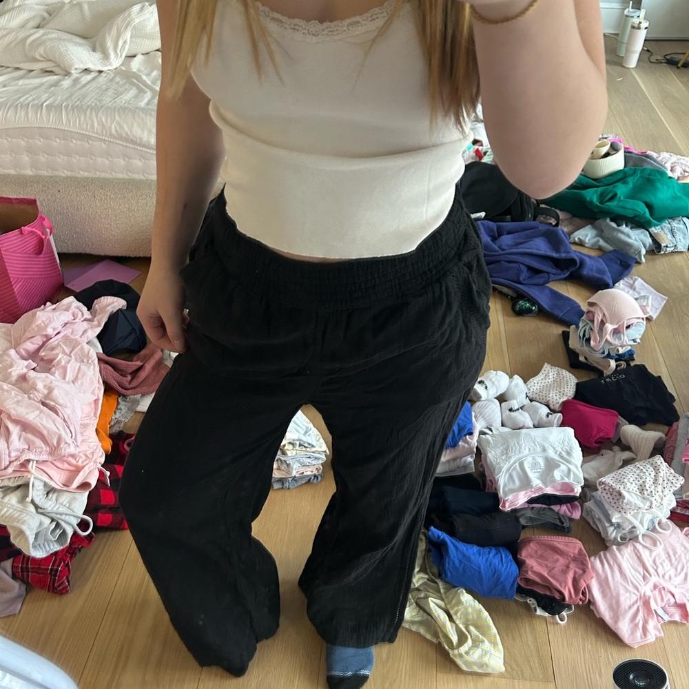 Black Aerie Waffle Pants